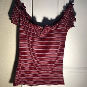 Aeropostal off the shoulder striped ribbed top